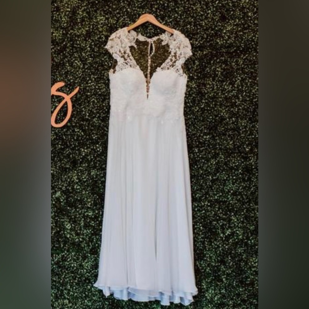 Lillian West lace, beaded, nude illusion Wedding Gown/Dress